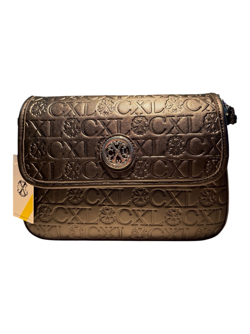 Christian Lacroix Clara Embossed Logo Shoulder Bag - Black | NWT